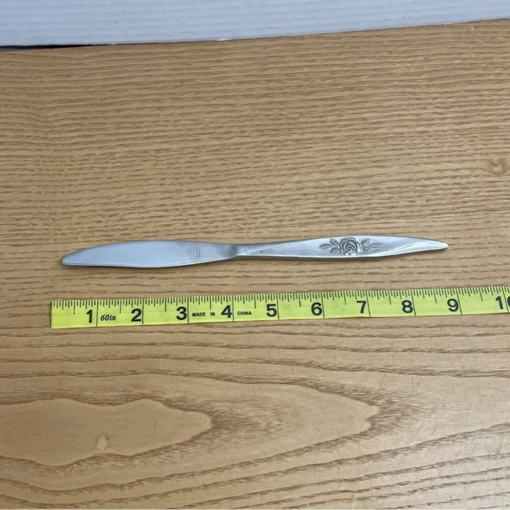 Vtg Hanford Forge Avon Rose Pattern Dinner Butter Knives Set 4 Stainless Korea